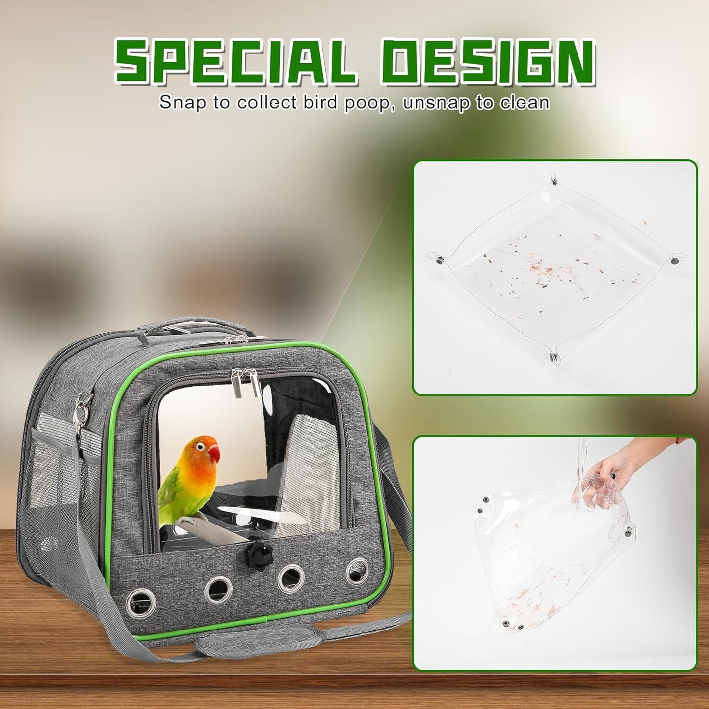 Suertree Upgraded Small Bird Carrier, Lightweight and Portable Travel Bird Cage with Stand and Easy Clean Tray, Parrot Parakeet Cockatiels Bird Travel Cage