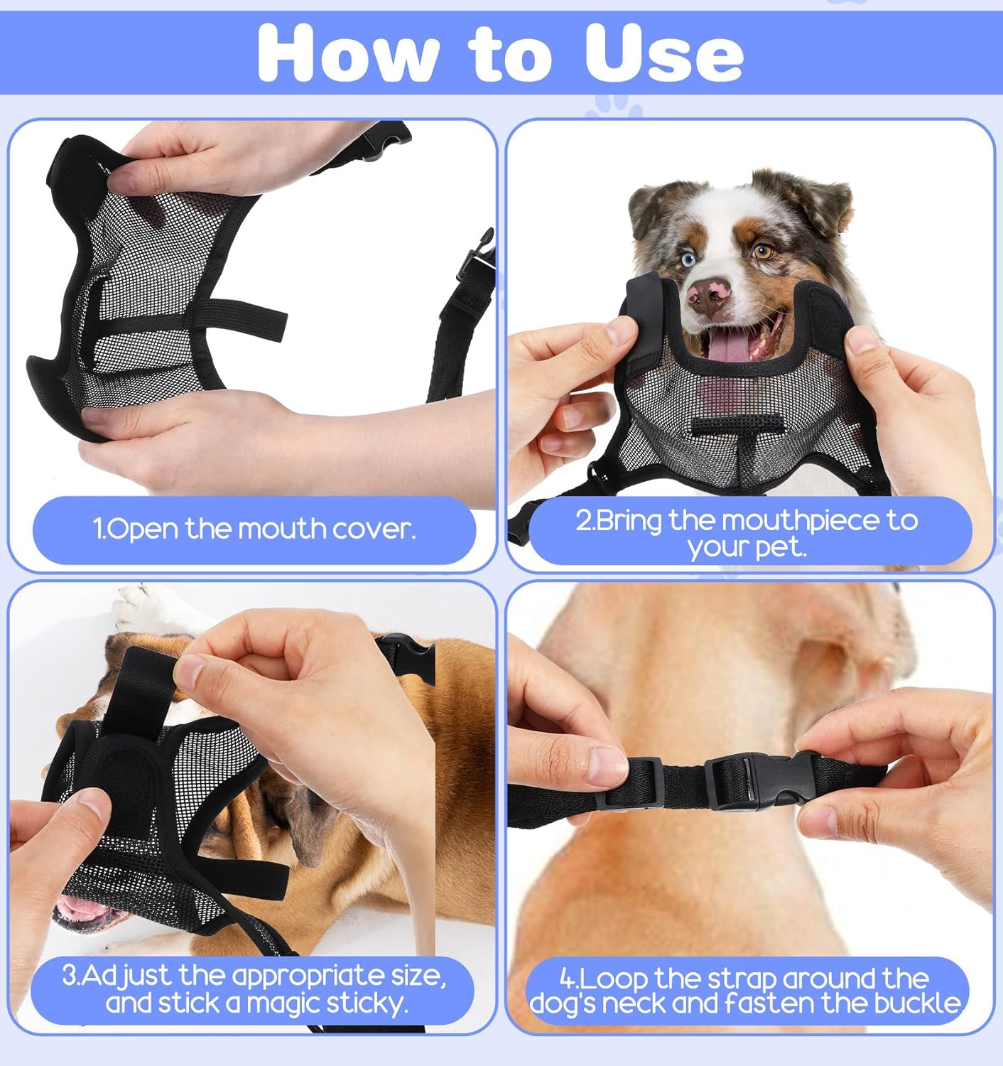 Muzzle for Dogs, Large Dog Muzzle, Adjustable Soft Dog Muzzles, Prevents Biting Scavenging for Large Dogs German Shepherd (Black,M)