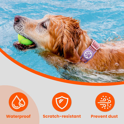 Waterproof Airtag Dog Collar Holder for Apple Air Tag, Silicone Dog Airtag Holder for Dogs & Cat Collars(Purple)