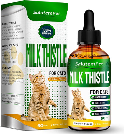 Сat Kidney Support | Milk Thistle for Cats | Herbal Supplement for Kittens & Adult Ones | Solution for All Breeds | Care for Liver | Сhicken Flavor | 2 Oz
