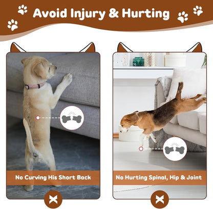 Onelike Wooden Dog Ramp for Bed with Removable Side Rail and Non-Slip Carpet, Stable Pet Ramp Stair for Couch Sofa for Small & Large & Senior Dogs, 60" Long Ramp Brown