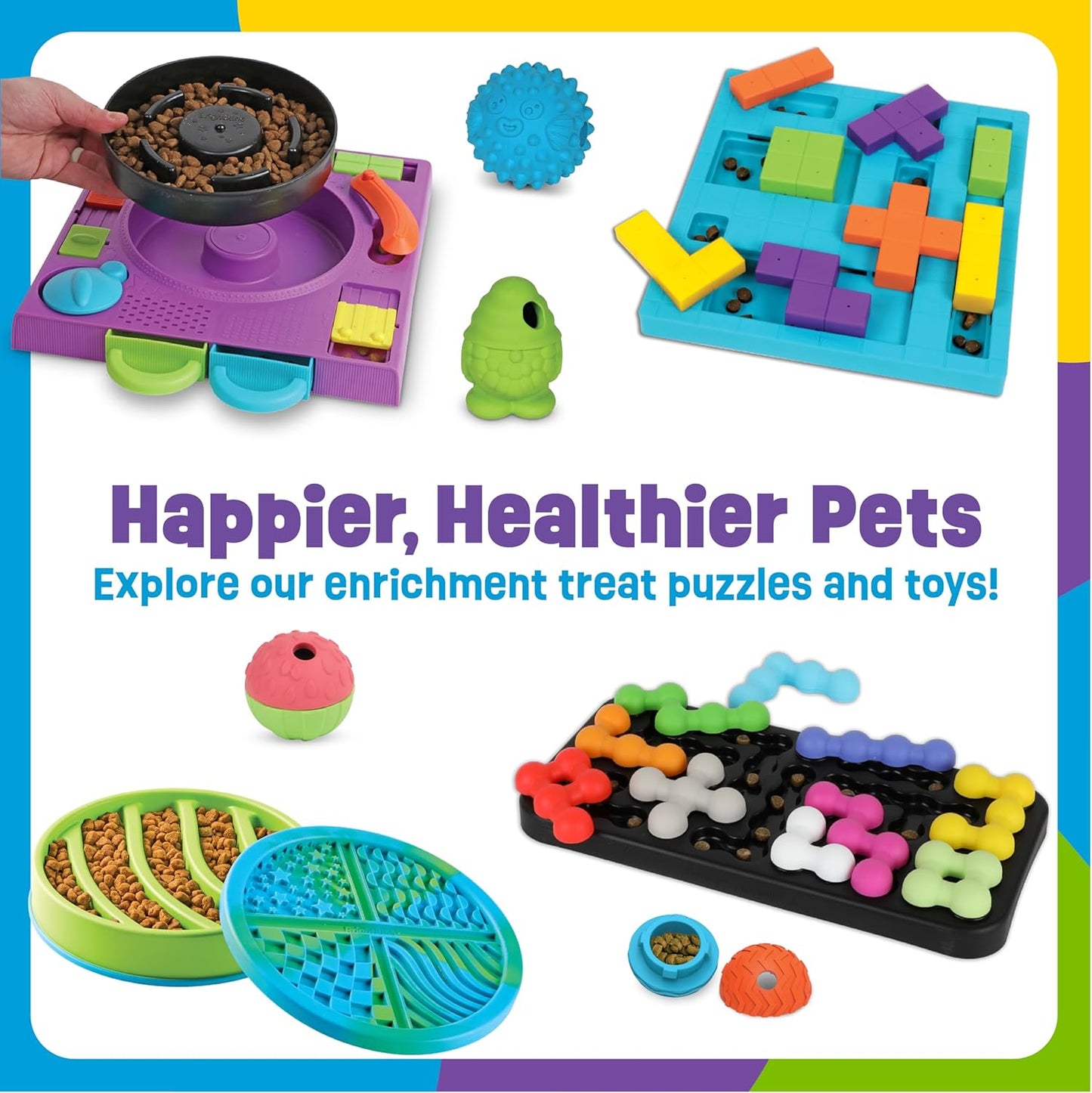 Brightkins Pup Pixel Treat Puzzle, Outdoor Puzzle Board, Enrichment Interactive Dog Toys, Dog Birthday, Slow Feeder Bowls, Puppy Teething and Chewing, Stimulating Automatic Feeder