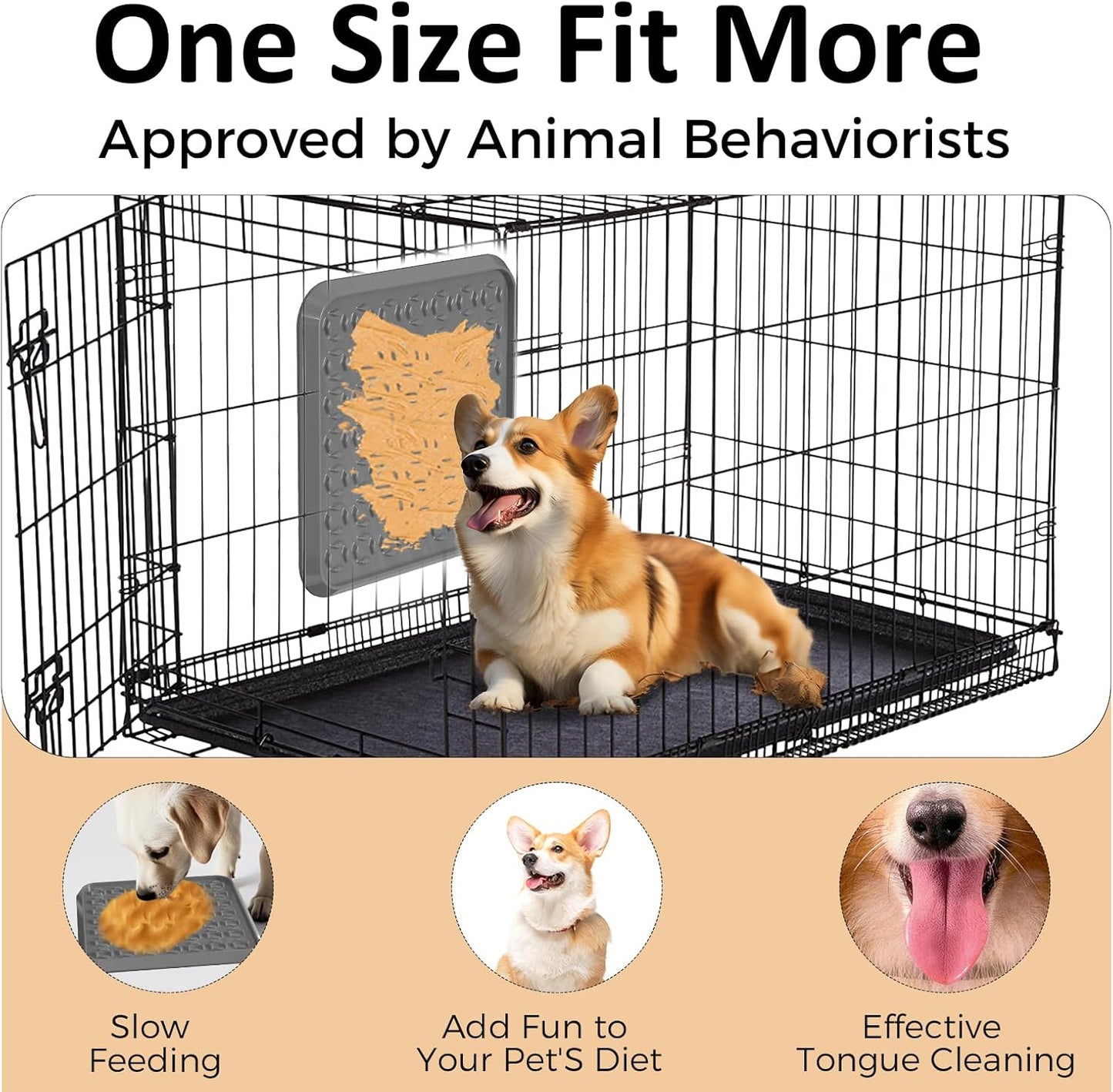 Pet Lick Mat, Lick Mat for Dogs Slow Feeder, Dog Crate Lick Pads, Dog Crate Accessories, Boredom Relief Licking Pad, Fit for Peanut Butter, Treats Yogurt, Bolognese (Grey)