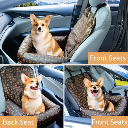 Car Seats for Small/Medium Dogs, Memory Foam Dog Booster up to 35 lbs, Travel Pet Car Seat Washable Dog Bed.