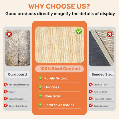 Sisal Cat Scratcher Bed of Bamboo for Indoor/Outdoor Cats, Natural Sisal Mat Hammock for Kittens and Adult Cats,Larger Cat Scratching Post/Board/pad