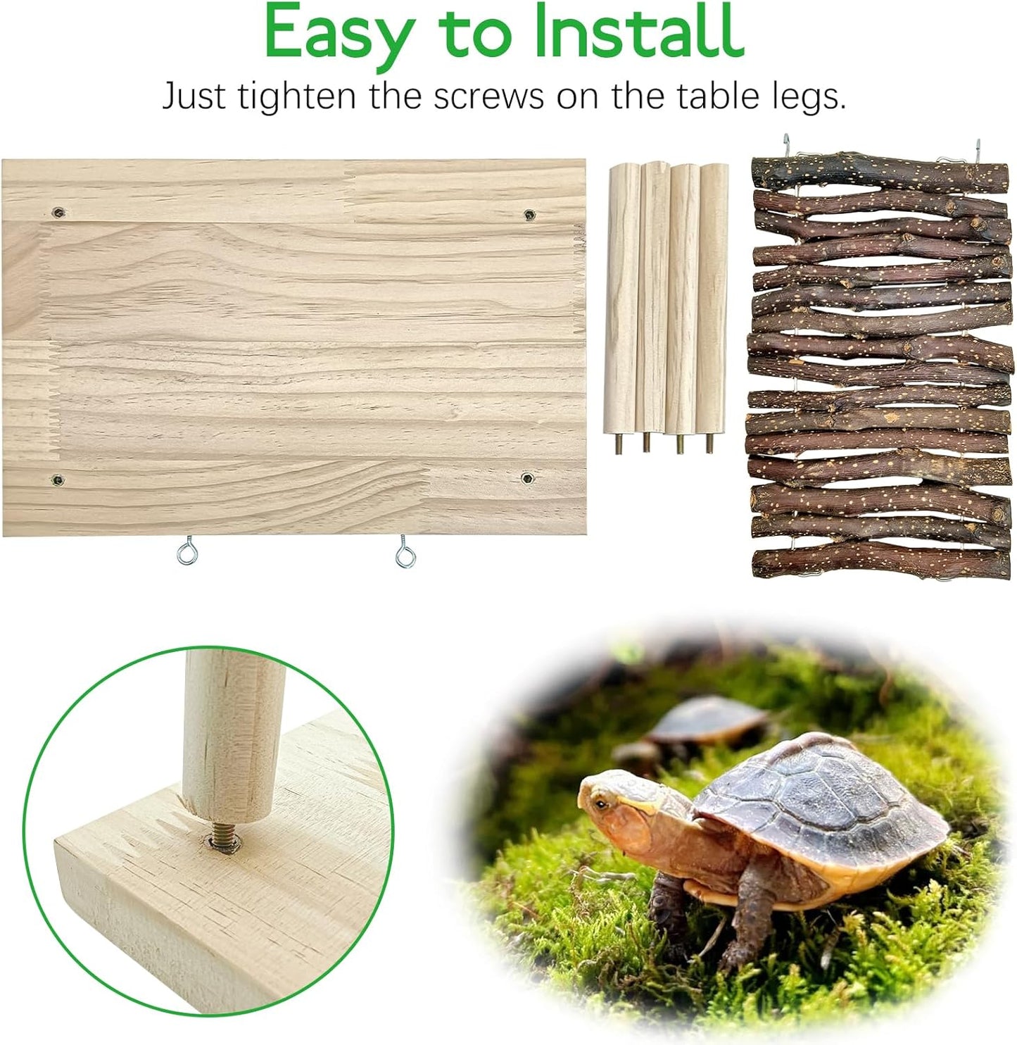 BNOSDM Reptile Pine Bark Substrate and Rectangle Basking Platform for Lizard