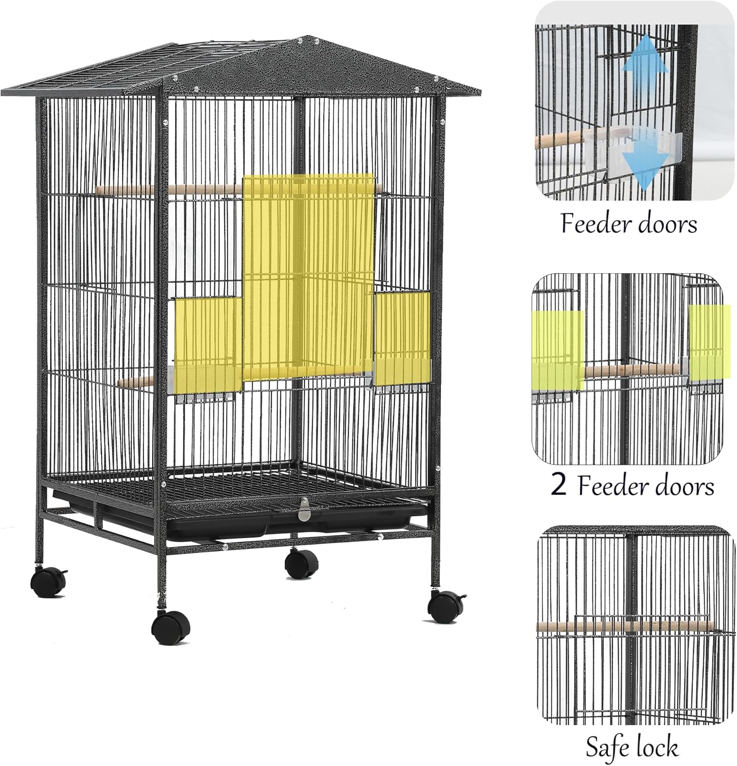 33‘’ Parakeet Cage, Bird Cage, Parrot Cage with Parrot Toys,Perch,Parakeet Cage Accessories,for Cockatiels,Finches,Lovebirds,Conure,Budgie, Canaries,Quaker,Pigeon Eclectus, Sun Parakeet