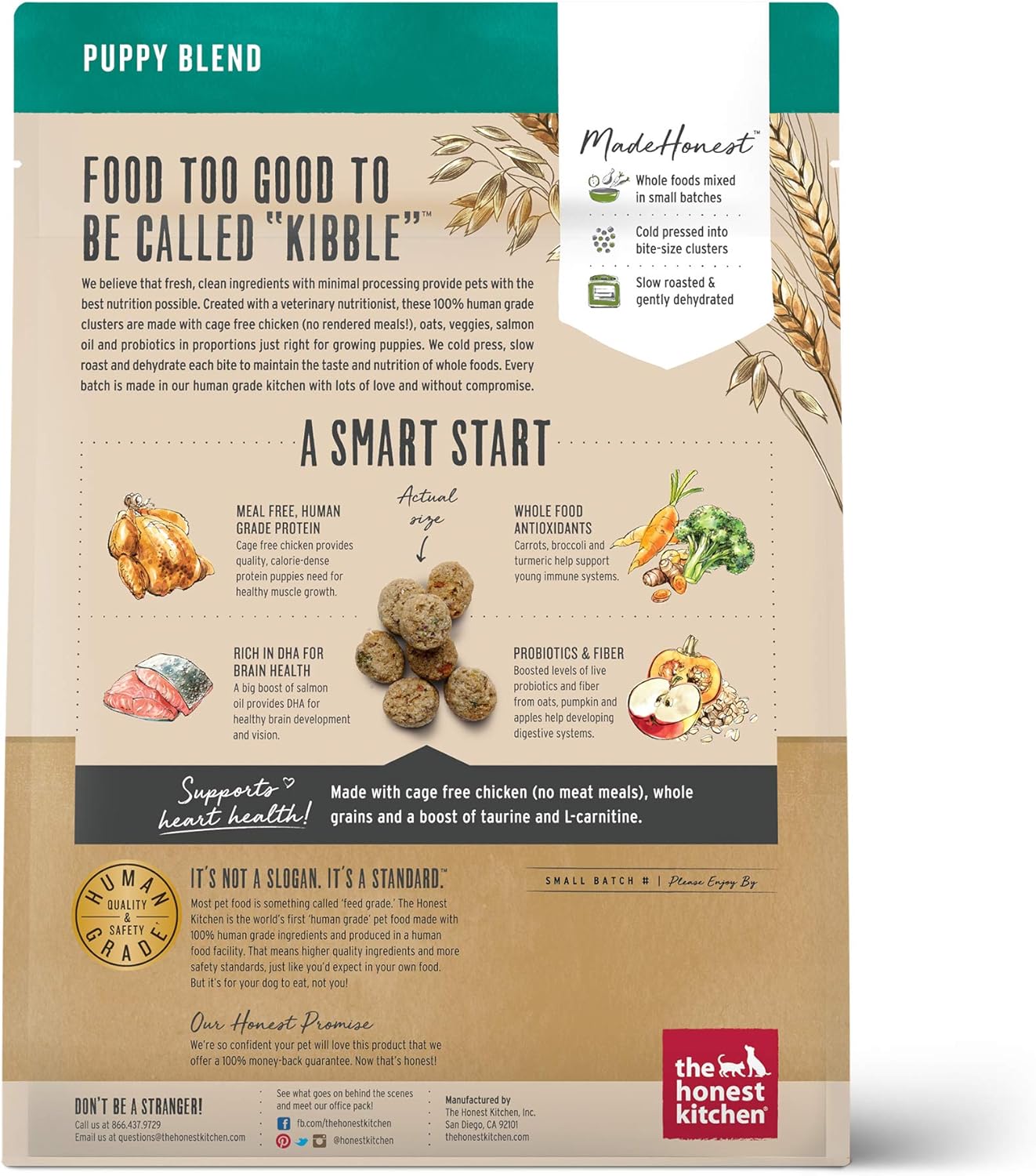 The Honest Kitchen Whole Food Clusters Puppy Whole Grain Chicken Dry Dog Food, 1 lb Bag