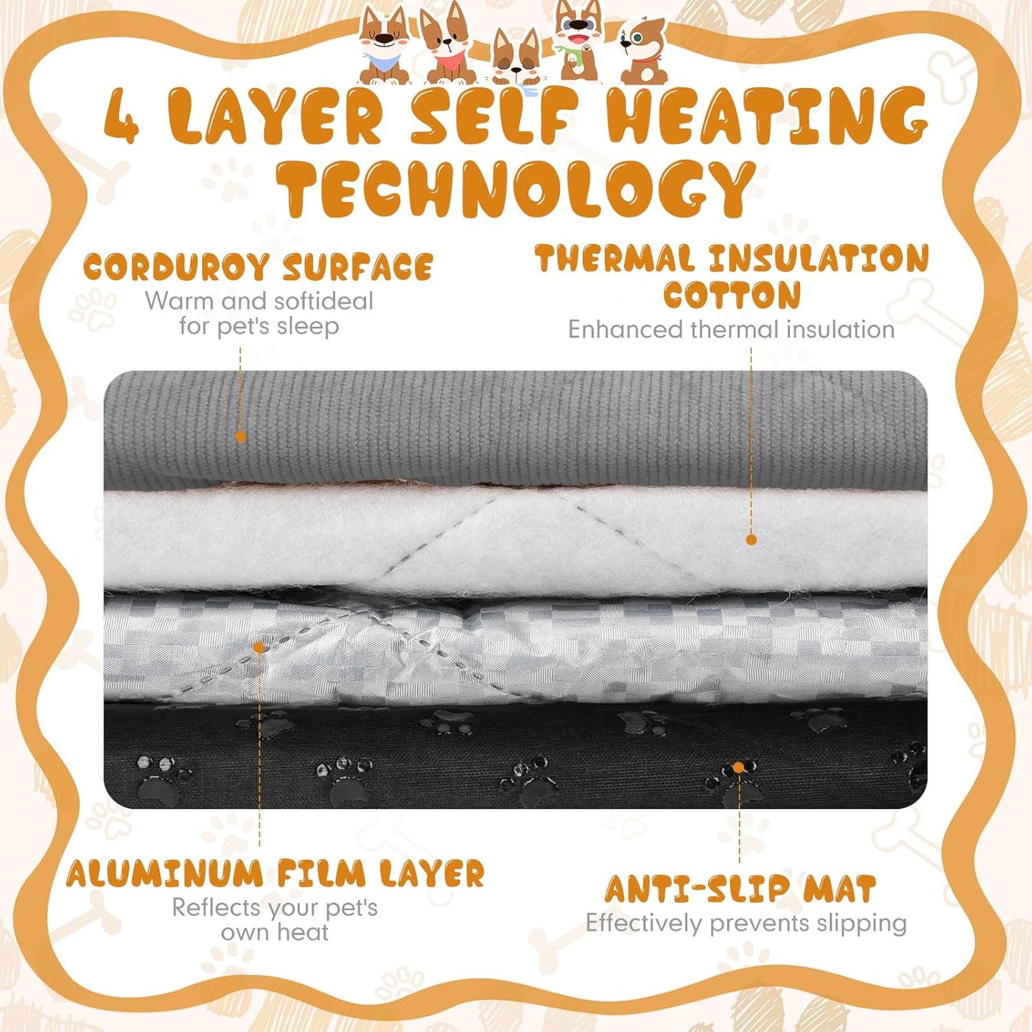 Novabright 4 Pack Self Warming Cat Bed Cat Dog Heating Pad Soft Warm Thermal Mat with Anti-Slip Bottom Dog Crate Pad for Outdoor Indoor Small Dogs Kittens(Gray,17.7 x 23.6 Inches)