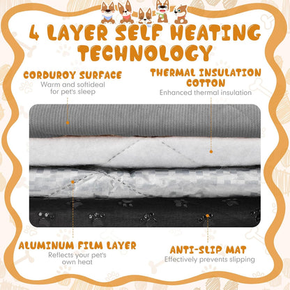 Novabright 4 Pack Self Warming Cat Bed Cat Dog Heating Pad Soft Warm Thermal Mat with Anti-Slip Bottom Dog Crate Pad for Outdoor Indoor Small Dogs Kittens(Gray,17.7 x 23.6 Inches)