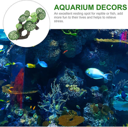 Artificial Reptile Plant Decor for Terrarium Habitat, Lifelike Fake Aquarium Plant Ornament, Sturdy Plastic Reptile Tank Decoration for Lizards and Amphibians