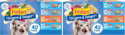 Friskies Purina Wet Cat Food Variety Pack, Oceans of Delight Flaked and Prime Filets - (Pack of 80) 5.5 oz. Cans