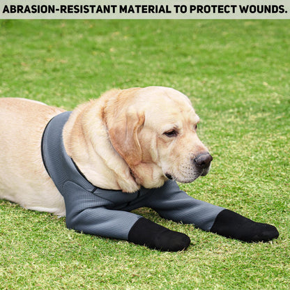 Dog Socks & Boots - Waterproof Anti-Licking Paw Protectors with Non-Slip Bottom, Post-Surgery Recovery Sleeves for Wound Protection (Grey, M)
