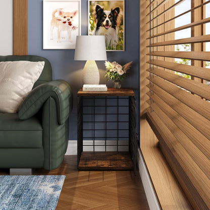 24 Inch Extra Small Dog Crate Furniture - Stylish Durable Indoor Dog Kennel with Storage Top & Secure Lock, Dog Crates for Small Dogs Under 10 lbs, Decorative End Table Pet House