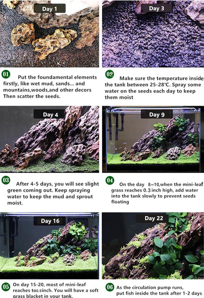 Aquarium Plant S.e,e,ds. not Fish Tank Aritificial Plastic Plant,10gram Mini-Leaf+8grame Long Hair Grass Fresh Water Carpet Decor