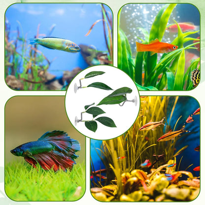 Betta Fish Hammock, 3 Pcs Betta Fish Leaf Pad Aquarium Plants Decor Simulating The Natural Habitat for Fish Tank Accessories Betta Sleeping Resting Playing Hiding Breeding with Plastic Suction Cup