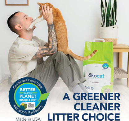 ökocat Dust Free Non-Clumping Paper Pellet Cat Litter, Unscented, 8 pounds - Natural Ingredients, Controls Odor, Dust Free, Great for Homes with Allergies, Postsurgical Needs