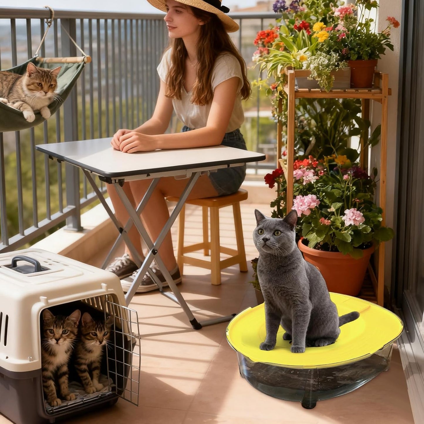 Cat Box for Indoor Cats – Anti-Splash Odor Control Semi-Closed – Waterproof Pet Toilet Tray, for Outdoor Indoor Home Apartment Small and Medium Pets