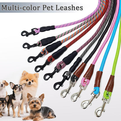 WYuZe 5ft Puppy Leash for Small Dogs, 1/4" Thin Rope Dog Leash with Easy to Use Hook, Lightweight Leashes for Chihuahua/Yorkie/Toy Breed, 10 Colors, Pink Purple