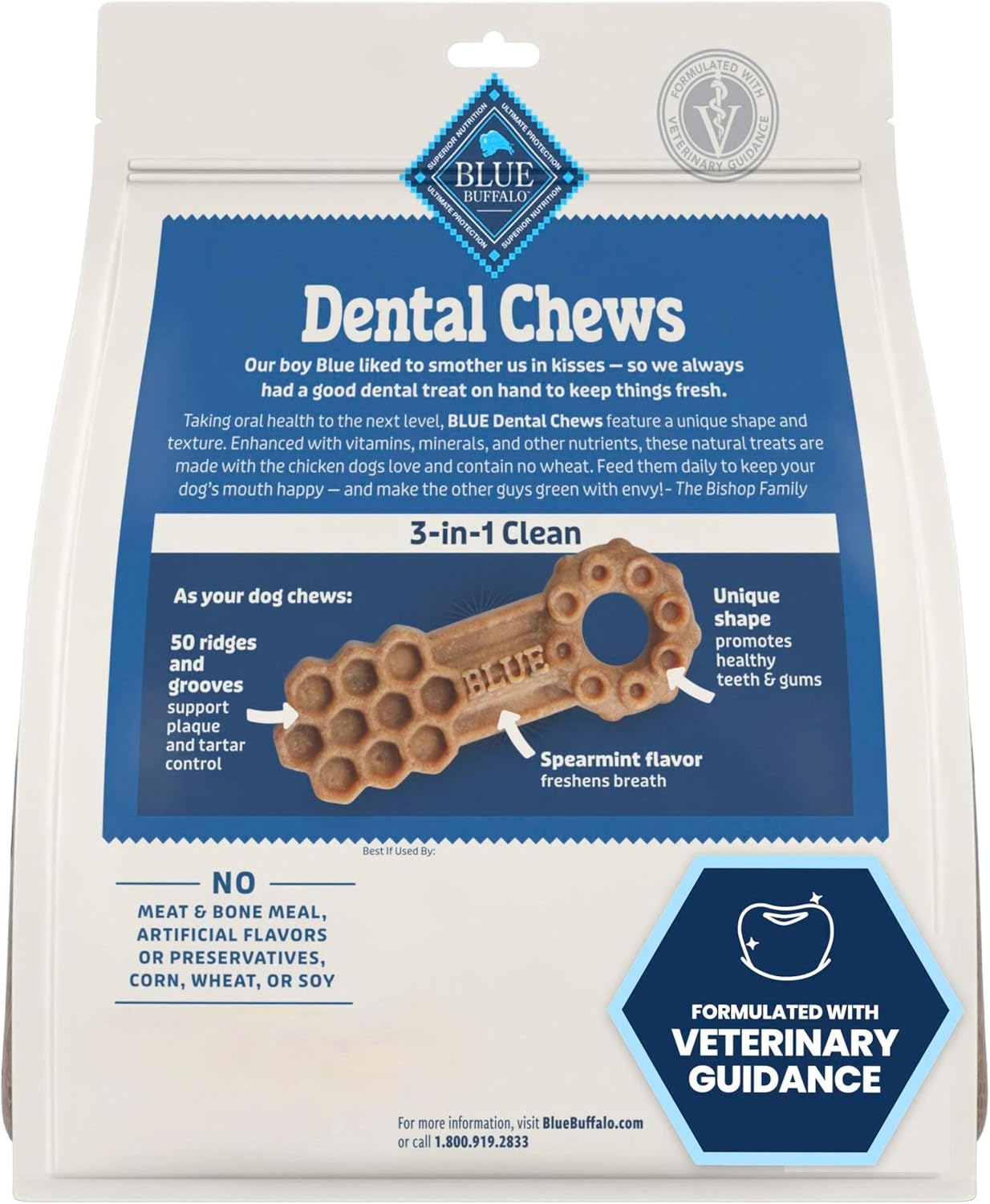 Blue Buffalo Dental Chews Small Natural Dog Treats, Chicken & Spearmint 11.3-oz Bag (28 Count)