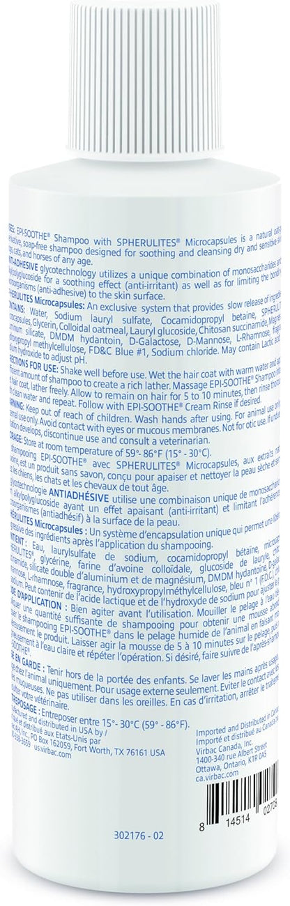 Virbac Epi-Soothe Pet Shampoo For Dogs, Cats & Horses (8 oz) - For Dry or Sensitive Skin