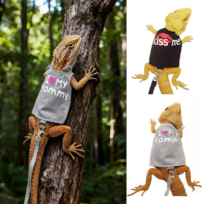 Adjustable Bearded Dragon Harness & Leash Set with Costume Clothes – Handmade Reptile Walking Outfit for Lizards, Chameleons, Small Pets & Guinea Pigs, Halloween Photo Prop & Dress-Up