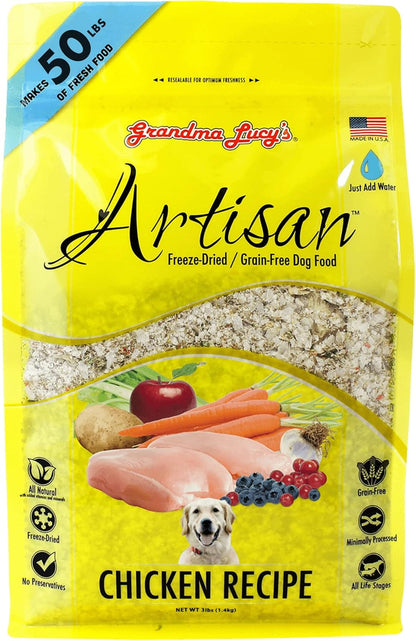 Grandma Lucy's Artisan Dog Food, Grain Free and Freeze-Dried - Artisan Chicken, 10Lb Bag