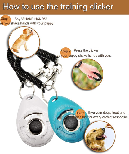 Chadou Training Clicker for Pet Like Dog Cat Horse Bird Dolphin Puppy with Wrist Strap, 2 Pack