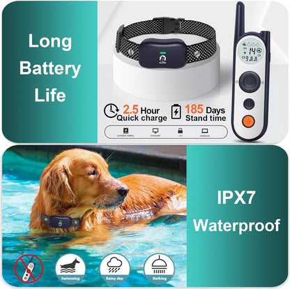 MIMOFPET Wireless Dog Fence System for 2 Dogs - Up to 3500ft Adjustable Electric Fence,Waterproof Training Collar Rechargeable,Pet Containment System for Large Medium Dogs