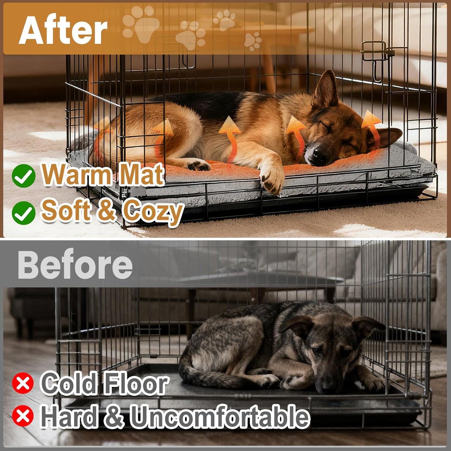 2 Pack Self Warming Dog Mats – 36"×24" Thermal Heating Pet Pads for Medium & Large Dogs, Soft Thick & Cozy for Extra Warmth, Washable, Non-Electric & Non-Slip Crate Beds for Indoor Outdoor Use