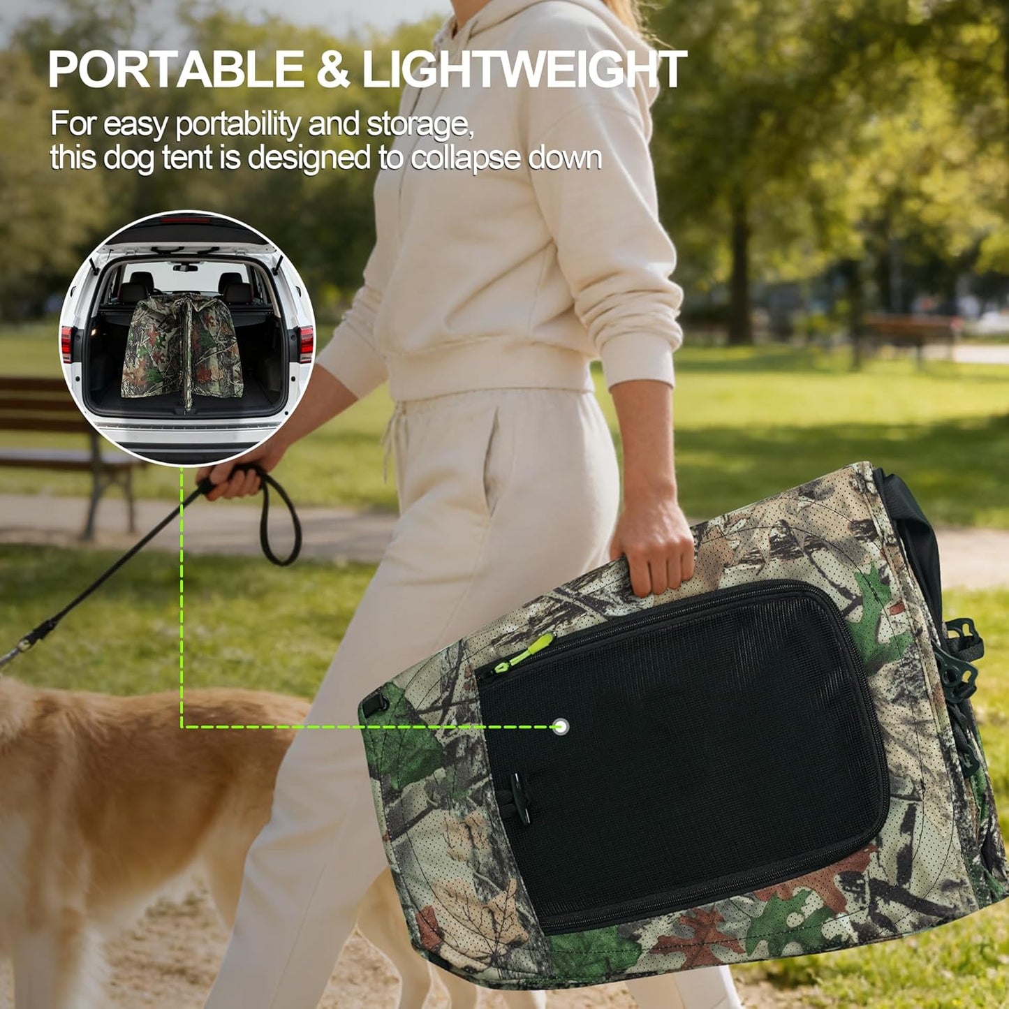 Dog Tent for Medium & Large Dogs, Pop Up Dog Playpen, Waterproof Pet Tent with Zipper & Ground Spike, Portable Pet Playpen for Camping Beach Outdoor/Indoor (Size L)