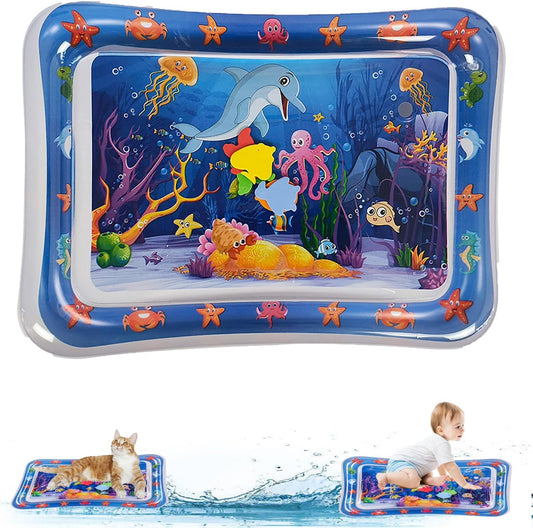 2 Packs Thickened Water Sensor Play Mat for Cats,Cat Cooling Pad Keep Your Pets Cool in The Summer,Cats Water Play Mat with Fish for Pet Play,Cat Water Mat Toy for Kids,Pets(Dolphin Design)