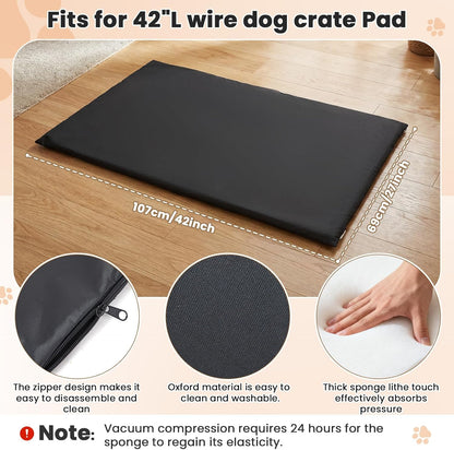 Lounsweer 3 Pcs Dog Crate Cover Set with Kennel Cover, Bed Mat & Bumper Pad, All-Black Pet Kennel Sunshade Accessories Fit for 42 Inch Wire Crates, Light Reducing Puppy Training Crate Privacy