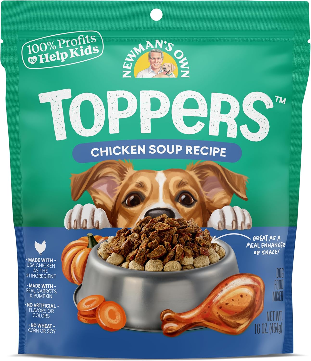 Newman's Own Dog Food Toppers | Variety Pack | Meaty Mixed Grill & Chicken Soup Recipe | 16 oz Bags (Pack of 2)