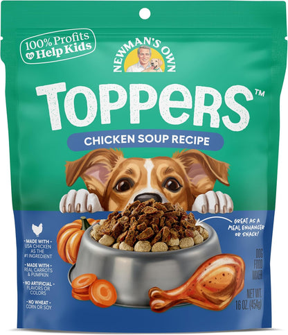 Newman's Own Dog Food Toppers | Variety Pack | Meaty Mixed Grill & Chicken Soup Recipe | 16 oz Bags (Pack of 2)