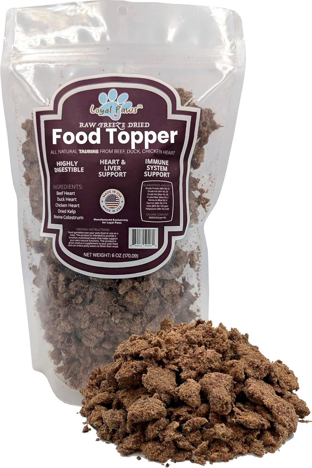 Freeze-Dried Dog Food Topper for Picky Eaters – Raw Beef, Duck & Chicken Heart Blend – High Protein, Grain-Free, Single Ingredient Meal Mixer – Kibble Enhancer – Made in USA – 6 oz