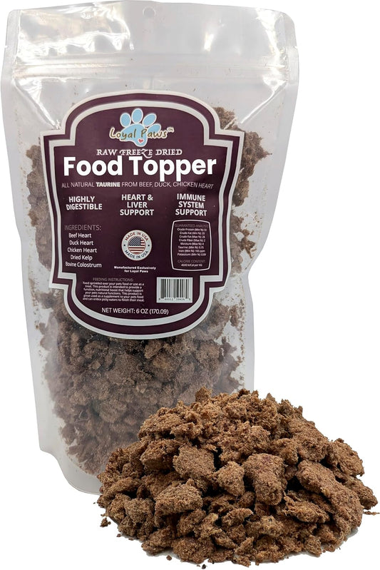 Freeze-Dried Dog Food Topper for Picky Eaters – Raw Beef, Duck & Chicken Heart Blend – High Protein, Grain-Free, Single Ingredient Meal Mixer – Kibble Enhancer – Made in USA – 6 oz
