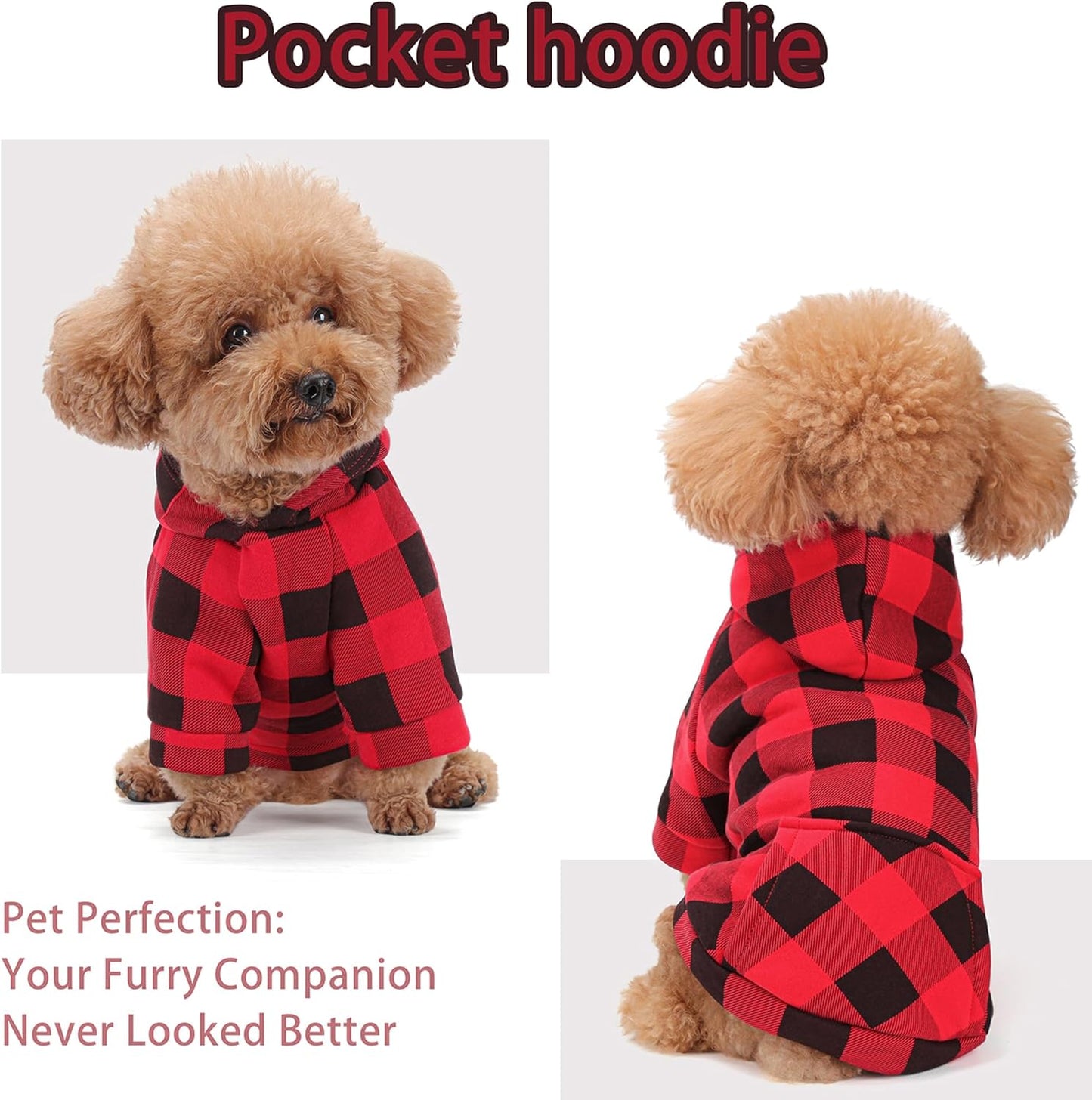 Plaid Dog Hoodie: Premium Polycotton Fabric Dog Clothes with Back Pocket and Leash Hole, Dog Sweatshirt for Small, Medium, & Large Dogs ¨C Stylish and Functional for All Occasions Blue XS