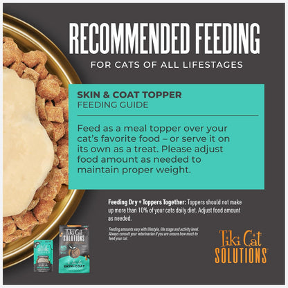 Tiki Cat Solutions Topper, Skin + Coat, Salmon Recipe in Broth, 1.5 oz. Pouch (12 Count)