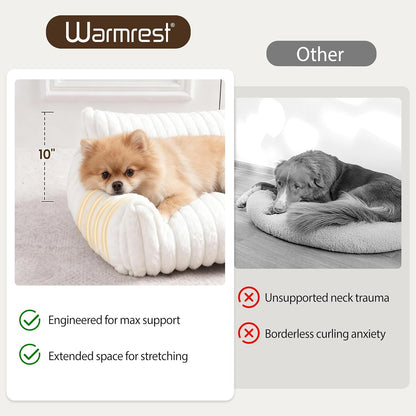 Cat Couch for Pets, Cute Small Dog Couch Bed with Cozy Soft Faux Rabbit Fur for Small Dogs, Fuzzy Dog Couch for Indoor Cats, Supportive Pet Sofa with Removable Washable Cover, Cream, 30"