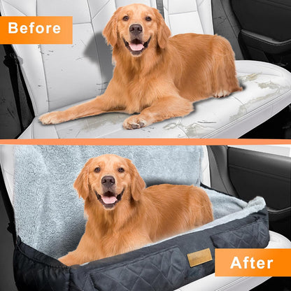 Large Dog Car Seat, Detachable Washable Car Dog Bed for Large/Medium or 2 Small Dogs, Soft Fabric and Non-Slip Base Covers for Cars Back Seat, Travel Pet Seat Covers Backseat