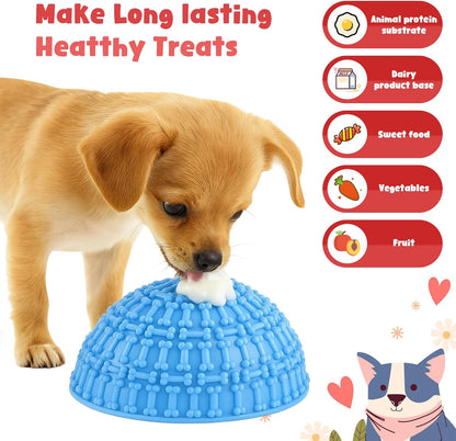 4 Pcs Dog Enrichment Lick Bowls Silicone Freeze Bowls Interactive Cat Licking Mats Slow Feeders Includes 2 Pcs Brush for Pet Boredom Anxiety Relief,Oral Health,Wobble or Stay Put Freeze Feeder