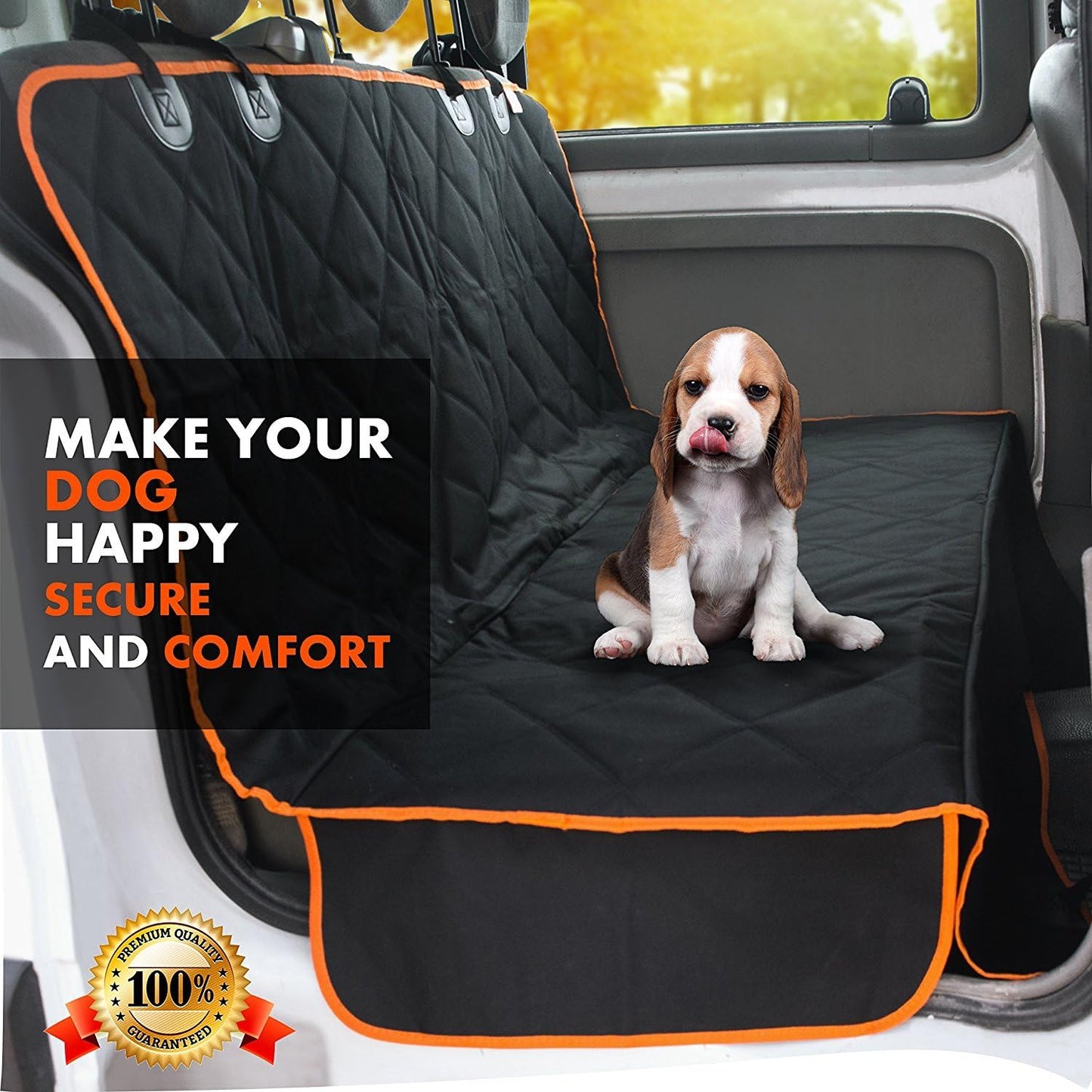 Doggie World Dog Car Seat Cover for Back Seat for Cars & SUVs - Durable Pet Car Seat Cover Backseat Protector, Nonslip Dog Hammock for Car, Waterproof Scratchproof Rear Seat Cover Against Dirt, Fur