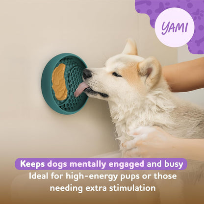 YAMI Bowl Lick Mat for Dogs & Cats, Slow Feeder Bowls, Cat Slow Feeder, Dog Enrichment Toys with Suction Cup for Anxiety Relief, Food-Grade Silicone, Dishwasher Fit, for All Breed (Dark Teal)