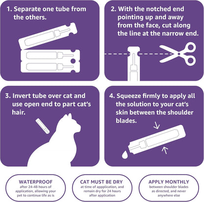 Amazon Basics PreventativeTopical Flea Treatment for Large Cats (Over 9 Pounds), 6 Count (Previously Solimo