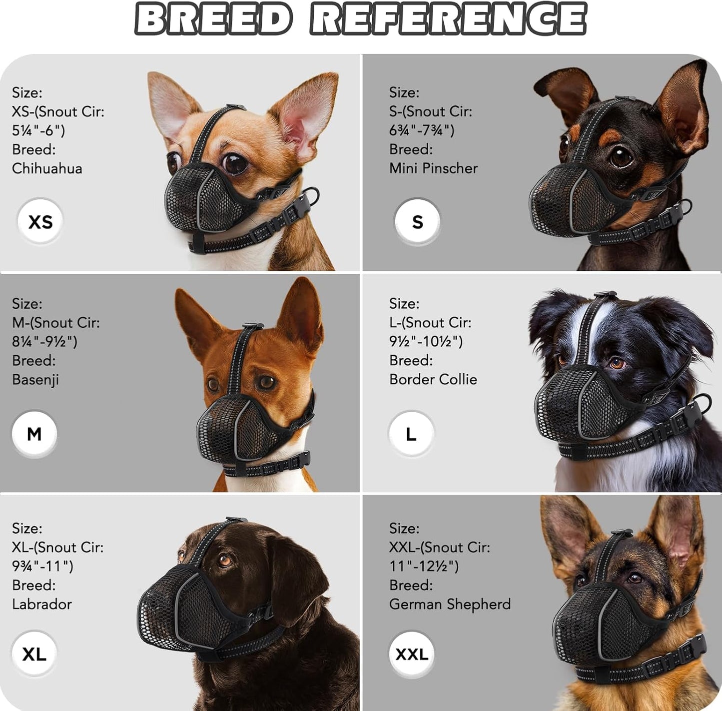 Dog Muzzle,Mesh Soft Muzzle for Small Medium Large Sized Dogs, Breathable Reflective Adjustable Puppy Muzzles with Collar for Scavenging Grooming Biting Chewing,Allows Panting and Drinking