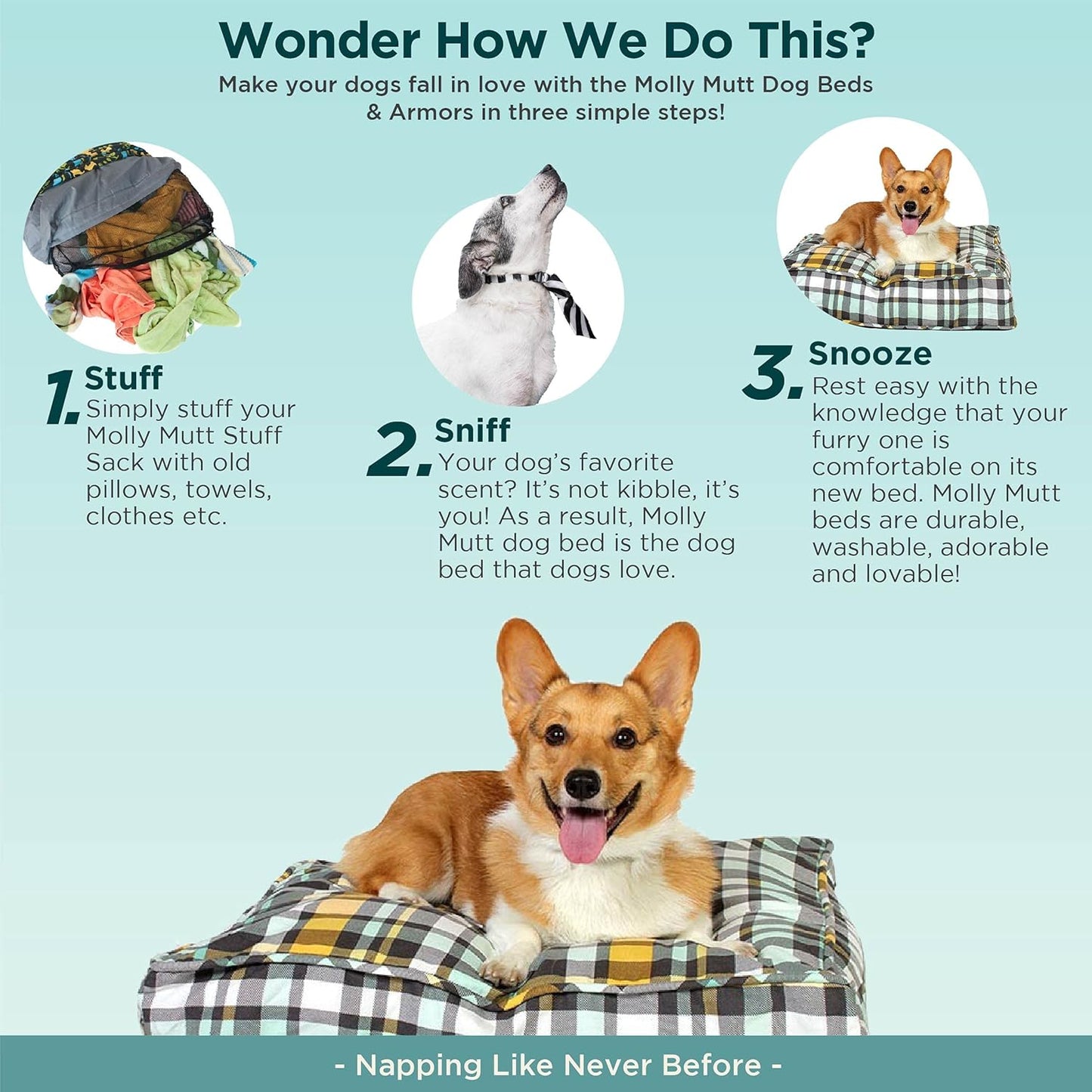 Molly Mutt Water-Resistant Dog Bed Liner, Nylon Bed Liner For Dogs, Easy To Clean, Gray, Round, 36”x36”x4.75”