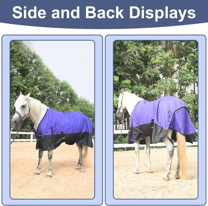 600 Denier Rip-Stop Horse Rain Sheet Lightweight Waterproof and Breathable Turnout Horse Blanket (No Fill) Violet/Black 78