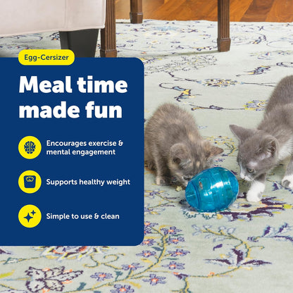 PetSafe FUNkitty Egg-Cersizer - Cat Toy - Slow-Feeder for Cats to Slow Down & Reduce Aggressive Eating - Durable Multi-Functional Enrichment Toy for Improved Digestion & Exercise