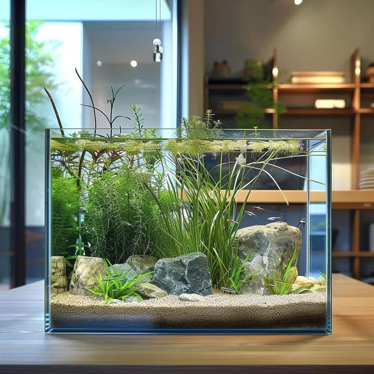 3 Gallon Glass Fish Tank, Easy to Maintain Small Aquarium for Betta/Goldfish/Snails/Shrimp and Aquatic Planting.